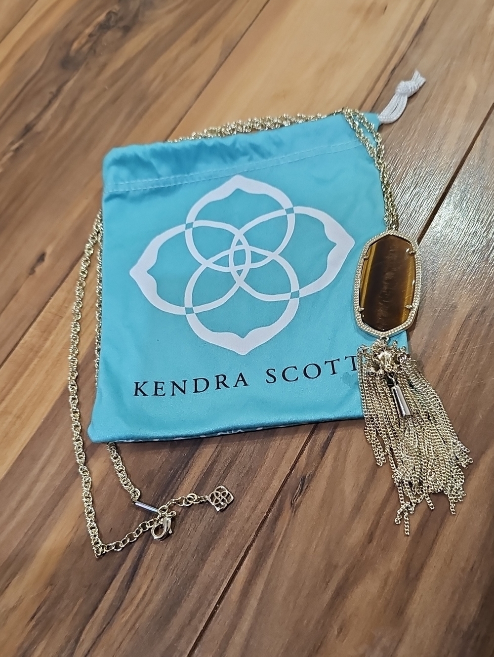 Kendra Scott Gold-Tone Necklace with Brown Stone and Tassel